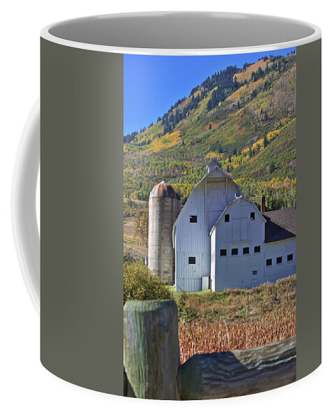 Farm Coffee Mug featuring the photograph Farm in Autumn Colors by Brett Pelletier