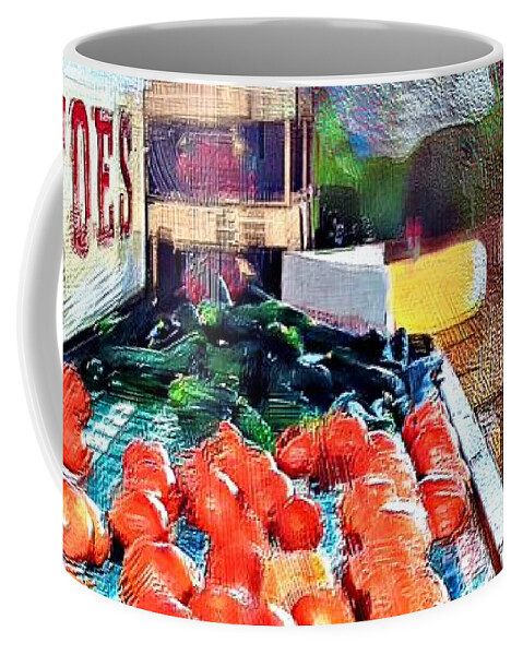 Tomatoes Coffee Mug featuring the digital art Farmstand by Looking Glass Images