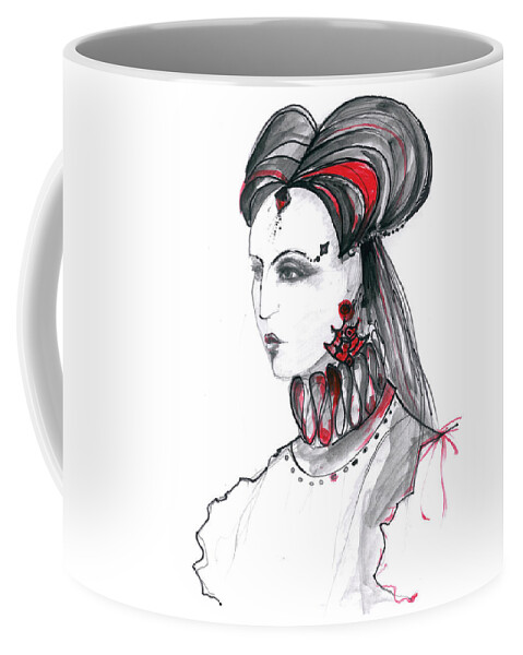 Marian Voicu Coffee Mug featuring the painting Fashion illustration in watercolor by Marian Voicu
