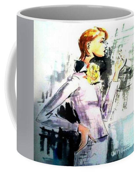 Fashion Painting Coffee Mug featuring the painting Fashion Woman in Purple by Leslie Ouyang