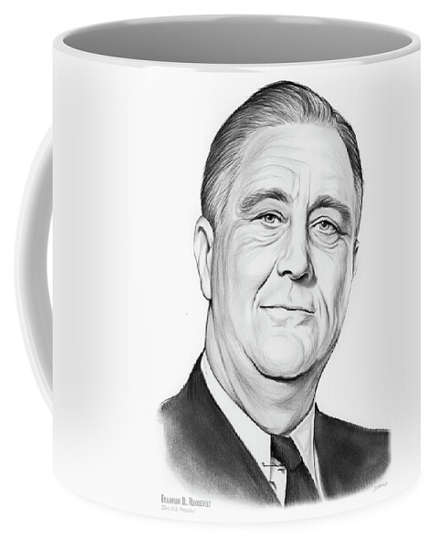 Fdr Coffee Mug featuring the drawing FDR by Greg Joens