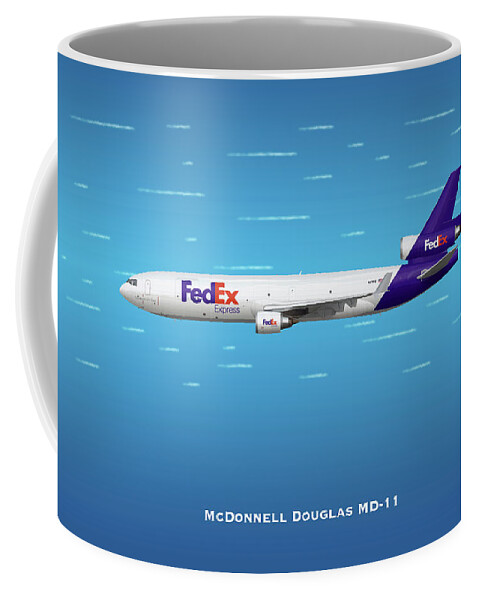 Fedex Coffee Mug featuring the digital art FedEx McDonnell Douglas MD-11 by Airpower Art