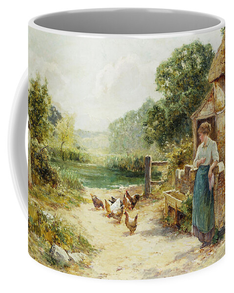 Agricultural Coffee Mug featuring the painting Feeding Time by Ernest Walbourn