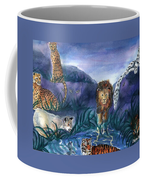 Big Cats Coffee Mug featuring the painting Feline Origins by Diane Sleger