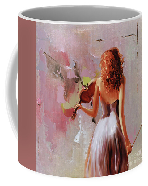 Guitar Coffee Mug featuring the painting Female Violinist 45ED by Gull G