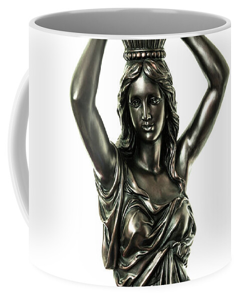 Female Coffee Mug featuring the photograph Female Water Goddess Bronze Statue 3288a by Ricardos Creations