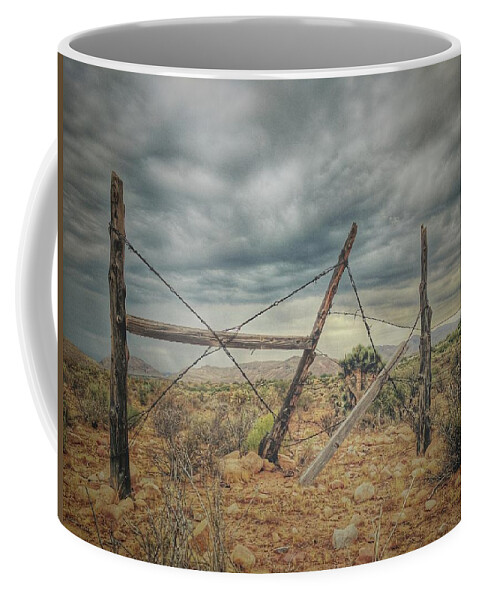 Fence Coffee Mug featuring the photograph Fence Post Blues by Mark Ross