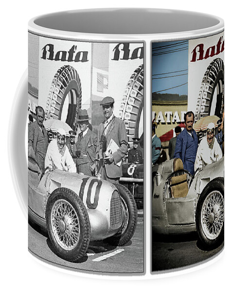 Autounion Coffee Mug featuring the photograph Ferdinand Porsche and Hans Stuck by Franchi Torres