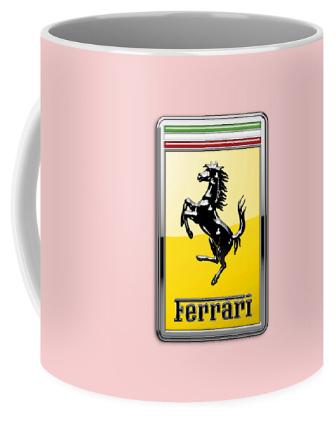 �auto Badges� Collection By Serge Averbukh Coffee Mug featuring the photograph Ferrari 3D Badge-Hood Ornament on Red by Serge Averbukh