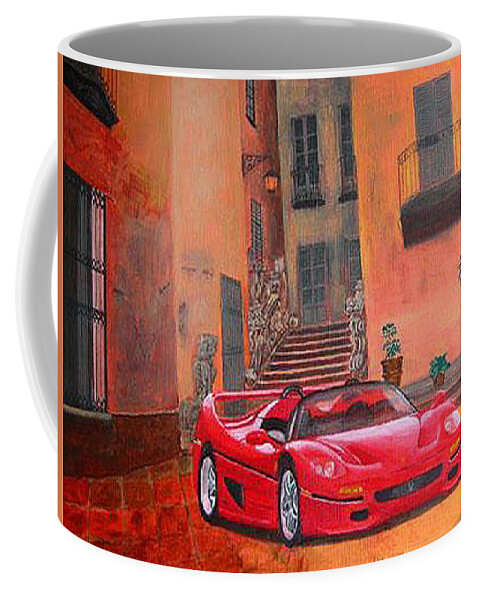 Ferrari Coffee Mug featuring the painting Ferrari F50 by Richard Le Page