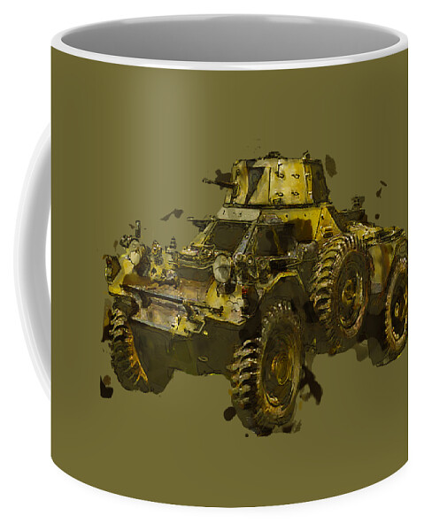 Army Coffee Mug featuring the mixed media Ferret Scout Car by Roy Pedersen