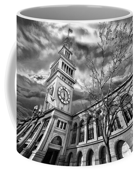 Ferry Building Coffee Mug featuring the photograph Ferry Building Black White by Blake Richards