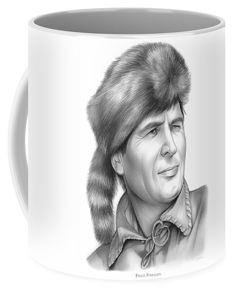 Fess Parker Coffee Mug featuring the drawing Fess Parker by Greg Joens