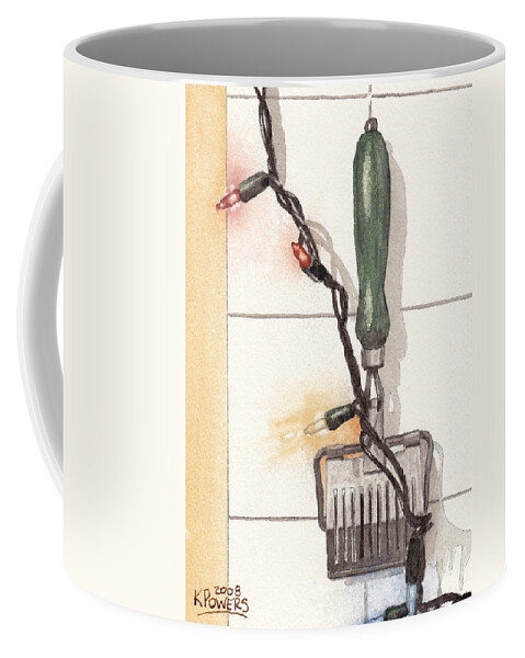 Herb Coffee Mug featuring the painting Festive Antique Herb Cutter by Ken Powers