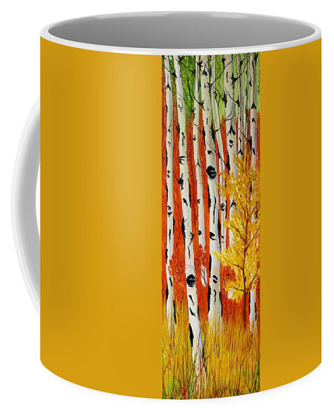  Coffee Mug featuring the painting Field Of Birch Tree's During Autumn #3 i by James Dunbar