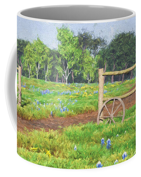 Scenic Coffee Mug featuring the digital art Field of Bluebonnets by Jayne Wilson