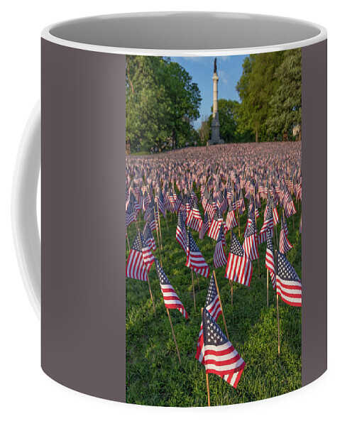 Boston Coffee Mug featuring the photograph Field of Flags at Boston's Soldiers and Sailors Monument by Kristen Wilkinson