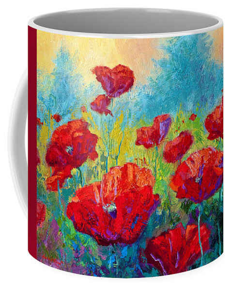 Poppies Coffee Mug featuring the painting Field Of Red Poppies by Marion Rose