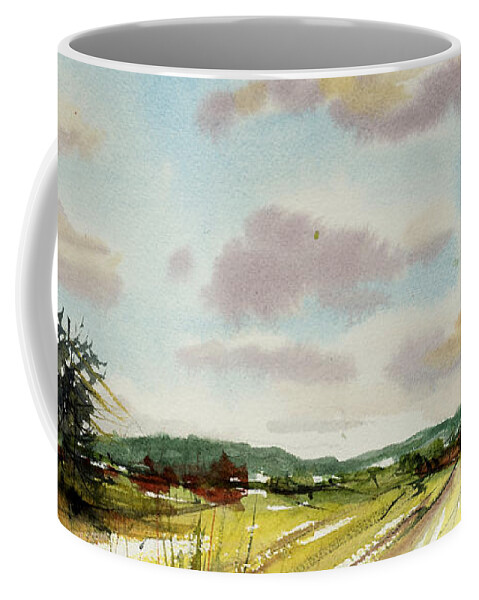 Landscape Coffee Mug featuring the painting Field on the Lane by Judith Levins