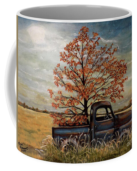 Old Truck Coffee Mug featuring the painting Field Ornaments by Judy Kirouac
