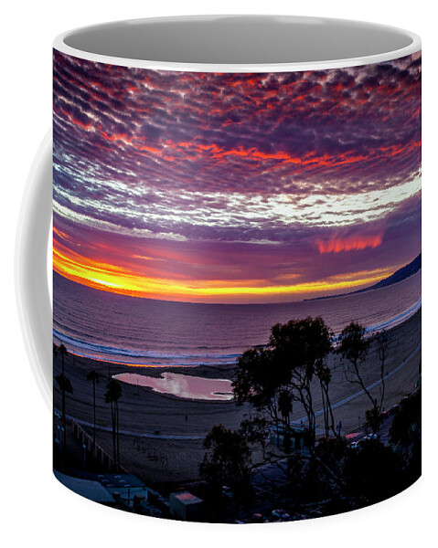 Sunset Coffee Mug featuring the photograph Fiery Red Sky With Virga by Gene Parks