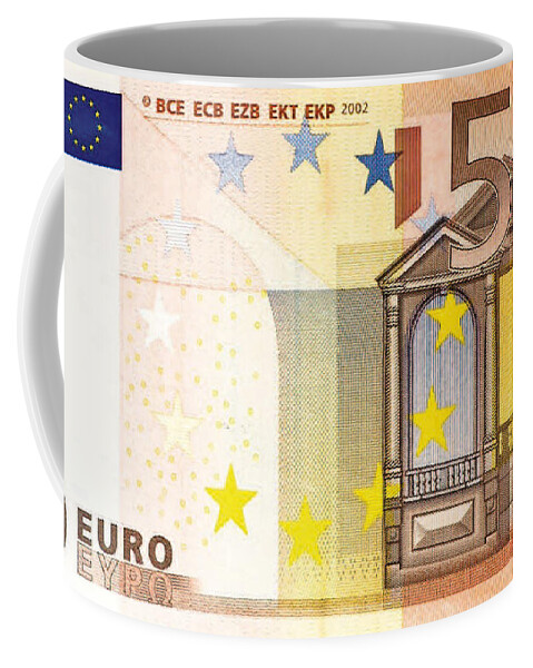 'paper Currency' By Serge Averbukh Coffee Mug featuring the digital art Fifty Euro Bill by Serge Averbukh