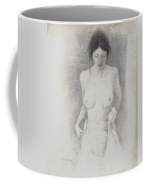Breasts Coffee Mug featuring the drawing Figure Study 6 by David Ladmore