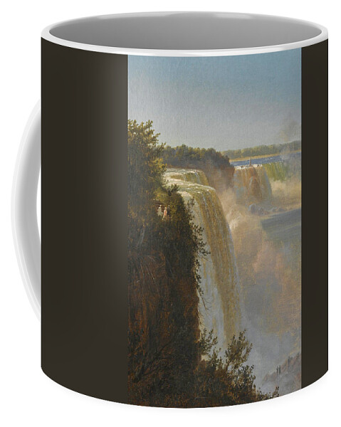 Ferdinand Richardt Coffee Mug featuring the painting Figures at the top of Niagara Falls by Ferdinand Richardt