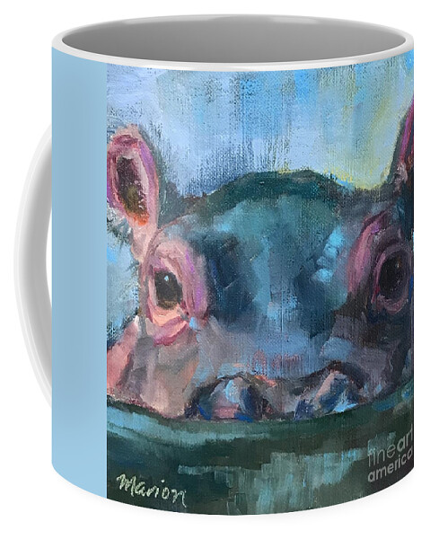 Hippo Coffee Mug featuring the painting Fionahippo by Marion Corbin Mayer