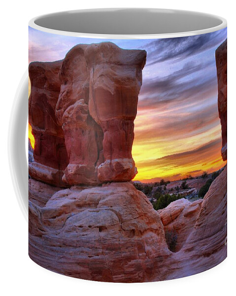 Devils Garden Coffee Mug featuring the photograph Fire And Faces by Adam Jewell