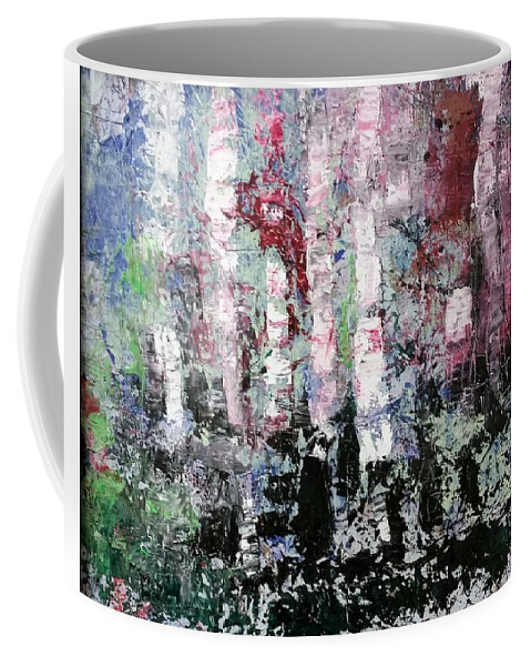 Abstract / Imaginary Future Forest Of Fire And Ice  Coffee Mug featuring the painting Fire and Ice by Renee Rowe