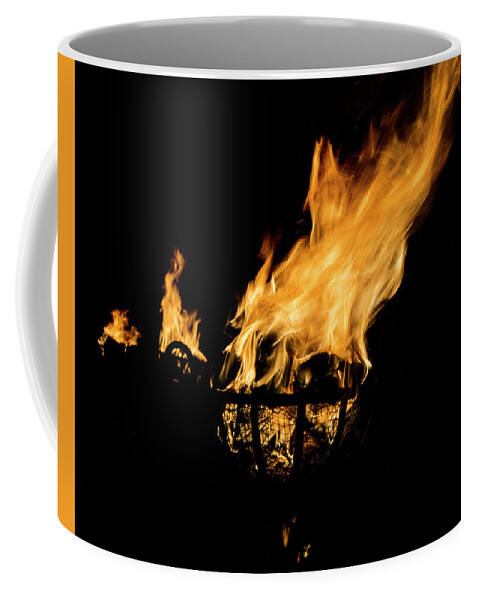 Fire Coffee Mug featuring the photograph Fire Cressets Three by Jerry Gammon