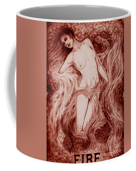 Realism Coffee Mug featuring the drawing Fire by Debra Hitchcock