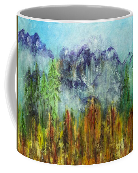 Landscape Coffee Mug featuring the painting Fire in Glacier Park by Lucille Valentino