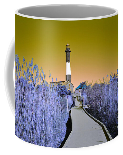 Abstract Coffee Mug featuring the photograph Fire Island Lighthouse Gold and Purple by Stacie Siemsen