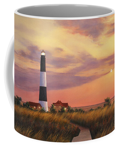 Lighthouse Coffee Mug featuring the painting Fire Island Lighthouse by Diane Romanello