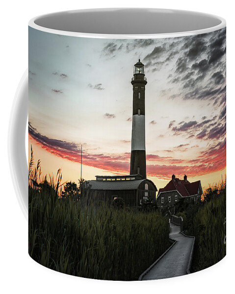 Fire Island Lighthouse Coffee Mug featuring the photograph Fire Island Lighthouse Sunrise by Alissa Beth Photography