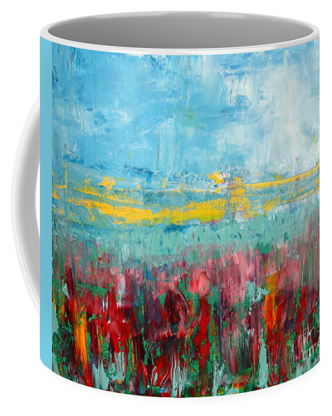 Abstract Coffee Mug featuring the painting Fire weed by Julie Lueders 