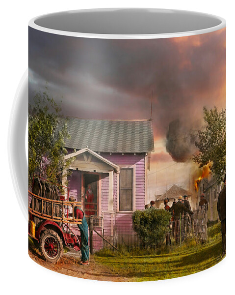 Color Coffee Mug featuring the photograph Fireman - Terry Montana - Volunteer firefighters 1939 by Mike Savad