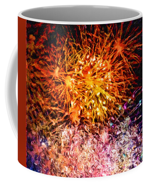 Close Up Photo Fireworks Coffee Mug featuring the painting Fireworks 11 by Joan Reese