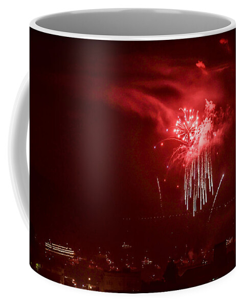 Bonnie Follett Coffee Mug featuring the photograph Fireworks in Red and White by Bonnie Follett