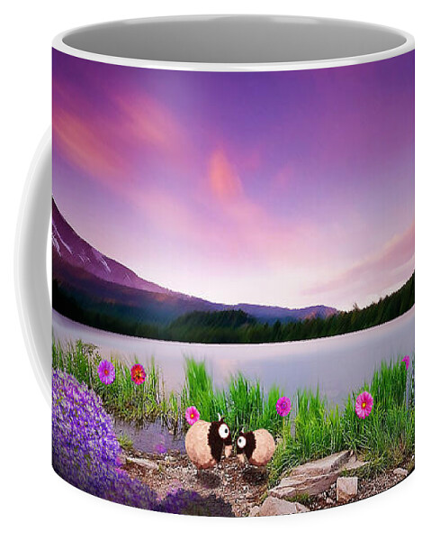 Landscape Coffee Mug featuring the painting First Light by Mindy Huntress