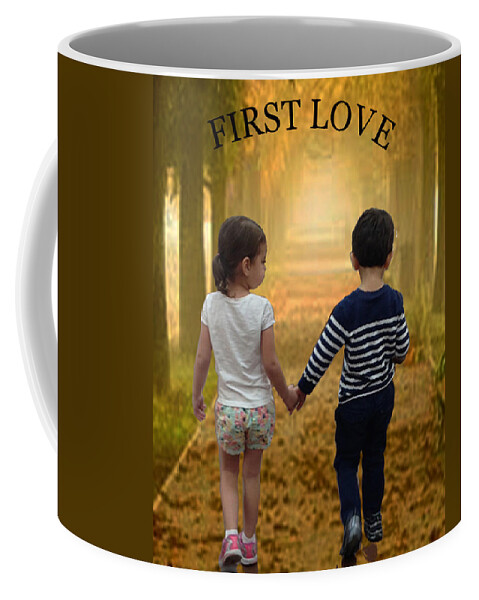 Kids Coffee Mug featuring the digital art First Love by Quwatha Valentine