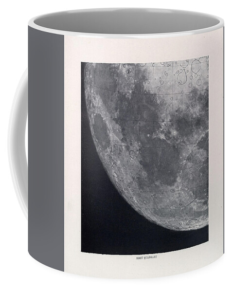 Celestial Chart Coffee Mug featuring the drawing First Quadrant - Surface of the moon - Lunar Surface - Selenographia - Celestial Chart by Studio Grafiikka