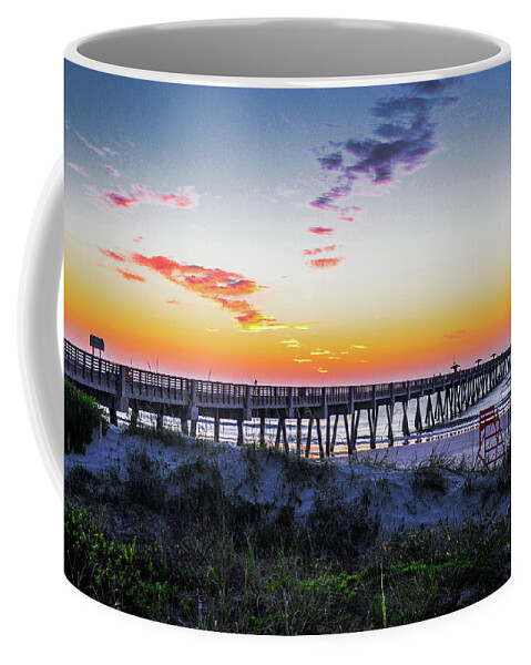 Pier Coffee Mug featuring the photograph First rays by Bradley Dever