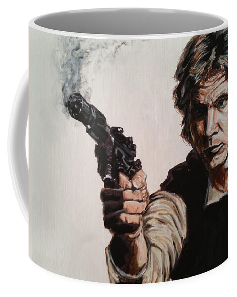 Han Solo Coffee Mug featuring the painting First Shot - Han Solo by Joel Tesch