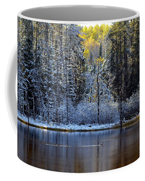 Canada Coffee Mug featuring the photograph First Snow by Doug Gibbons