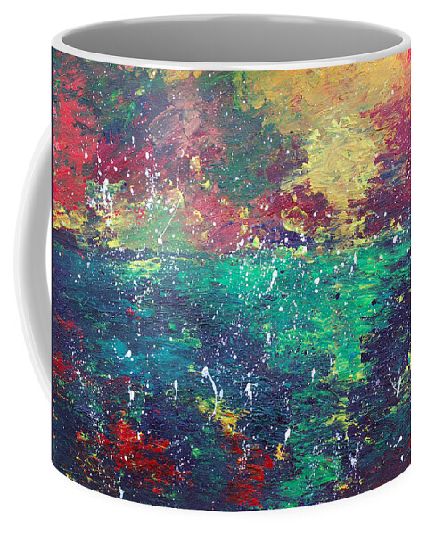 Abstract Coffee Mug featuring the painting First Snow Of Fall by Donna Blackhall
