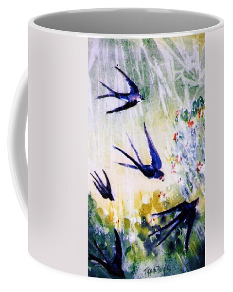 First Swallows Coffee Mug featuring the painting First Swallows of Summer by Trudi Doyle