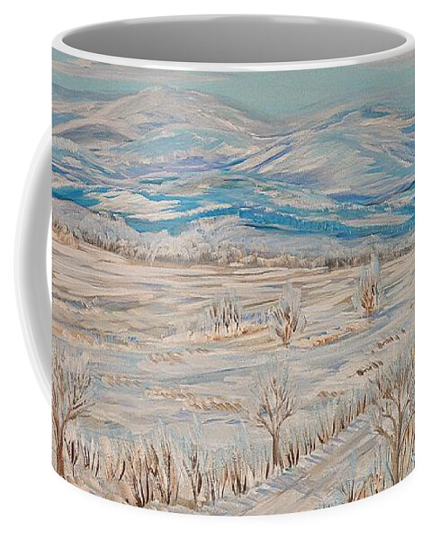 Hasmas Coffee Mug featuring the painting First Time... Winter Memories by Felicia Tica
